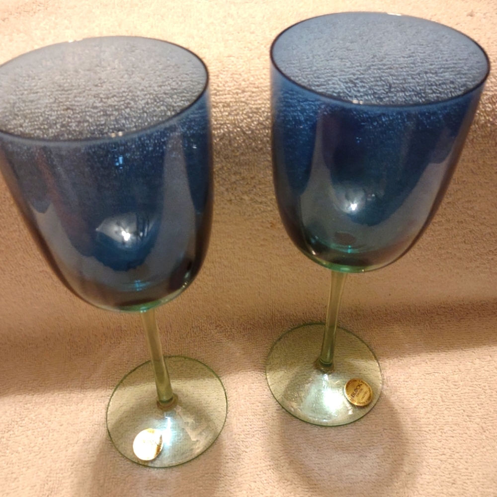 Mouth Blown Block Crystal Wine Glasses